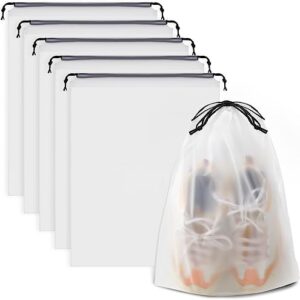 Clear Shoe Bags for Travel 5 PCS, 15.7″ x 11.8″ Drawstring Travel Shoe…