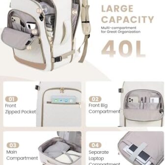 LOVEVOOK Travel Backpack For Women,40L Carry On Backpack Flight Approv... - Image 3