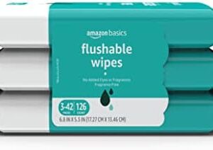 Amazon Basics Flushable Adult Toilet Wipes, Fragrance Free, 126 Count …