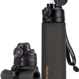 Collapsible Water Bottles 20oz, Leak Proof, BPA-Free, Foldable Silicon...