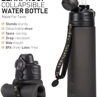 Collapsible Water Bottles 20oz, Leak Proof, BPA-Free, Foldable Silicon... - Image 4