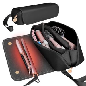 SS Hair Tools Travel Bag and Heat Resistant Mat for Hot Tools, Leather…