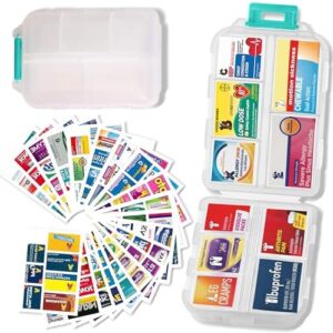 Pill Organizer with Medicine Labels Travel Daily Pill Container Mini M…