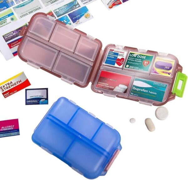 Pill Organizer with Medicine Labels Travel Daily Pill Container Mini M... - Image 8