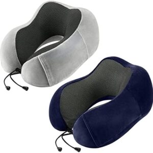 Travel Pillow for Airplane-2 Pack Memory Foam Neck Pillows, Soft & Sup…