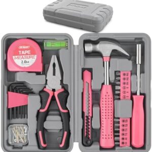 Hi-Spec Tool Set 25pc Pink Household DIY Tool Kit for Women. Small Min…