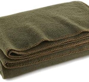 Olive Drab Green Warm Fire Retardant Blanket, 66″ x 90″ (80% Wool)-US …